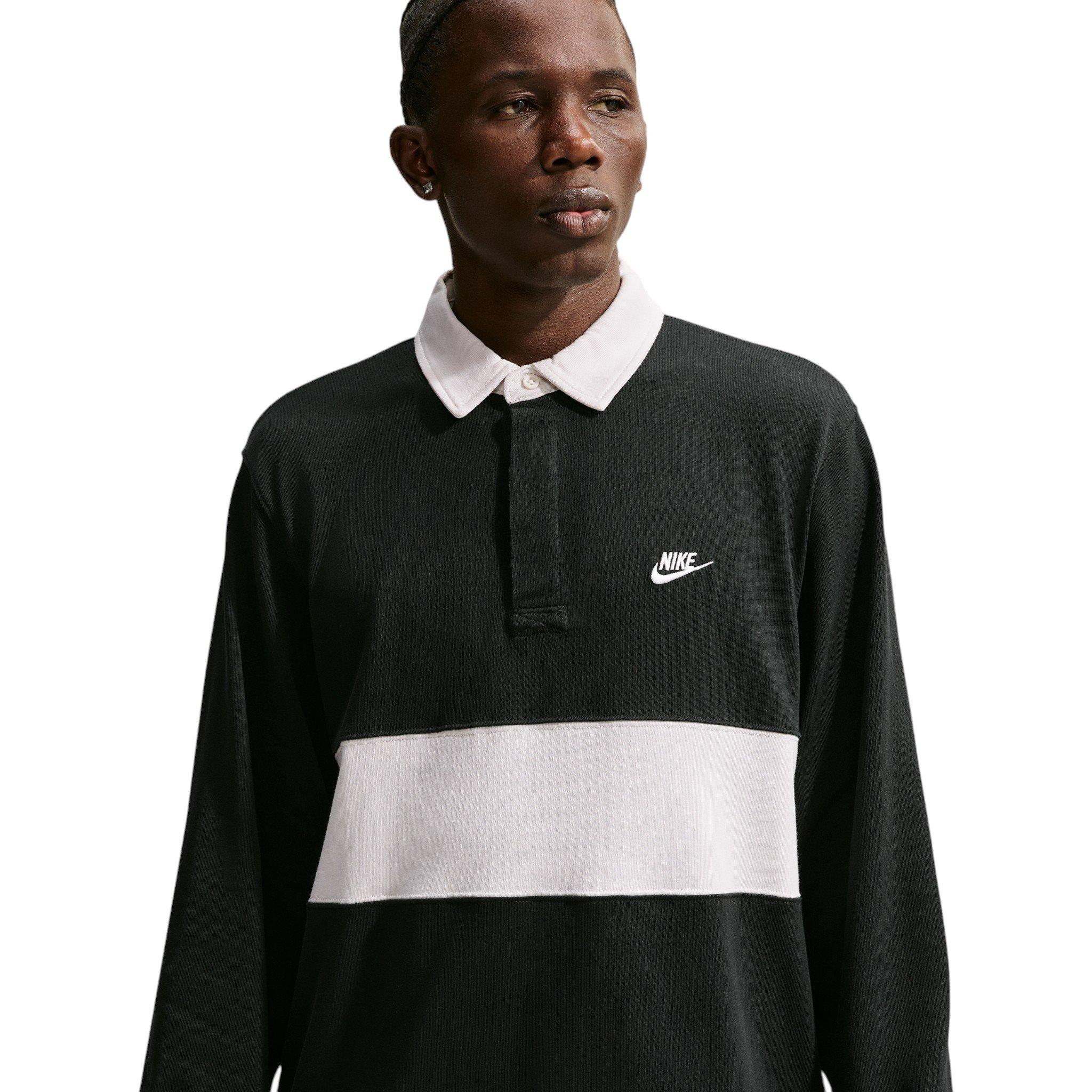 Nike Men's Sportswear Club Long-Sleeve Rugby Top - BLACK